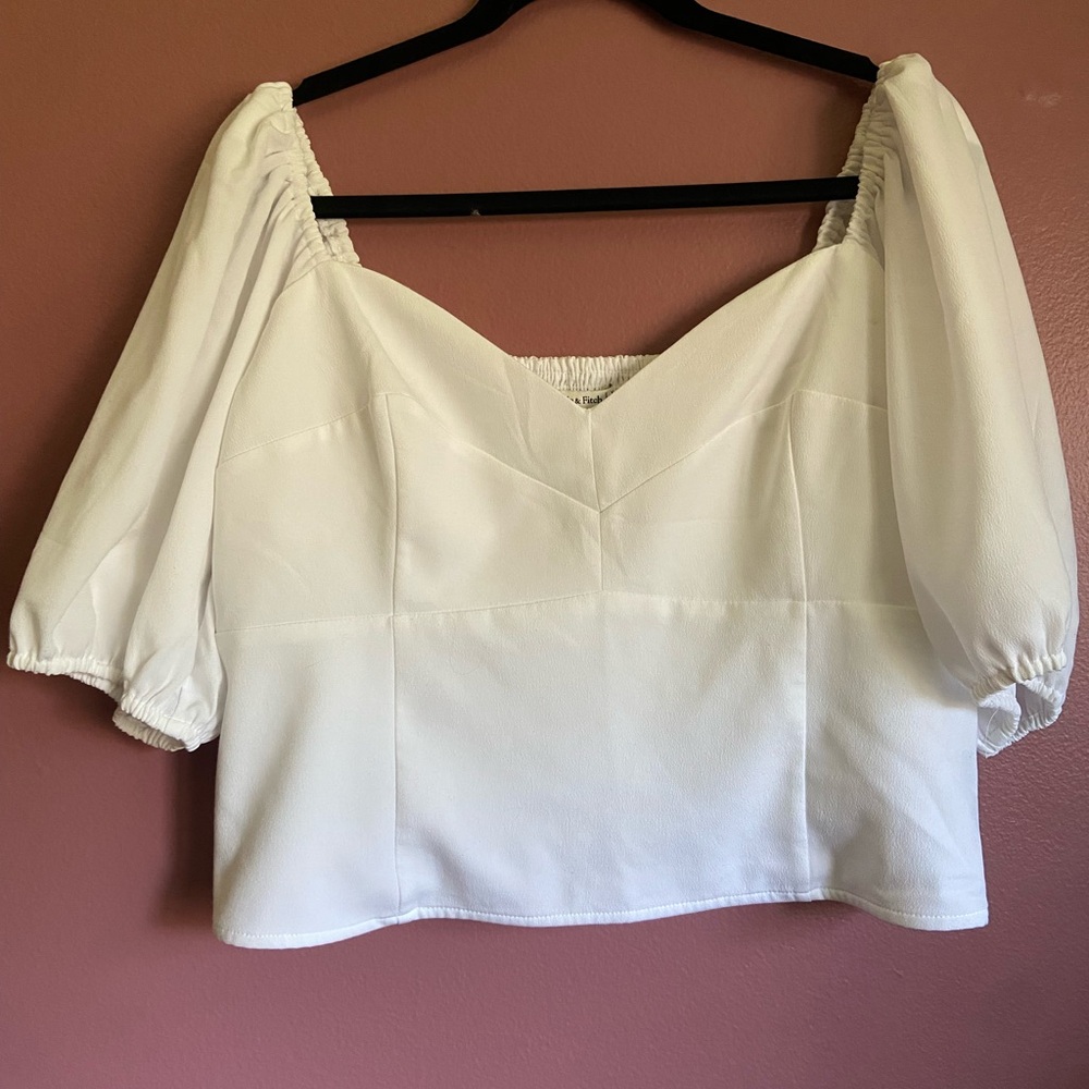 Abercrombie & Fitch Cream Puff Sleeve Blouse